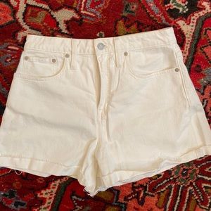 Madewell High Waisted White Cuffed Shorts